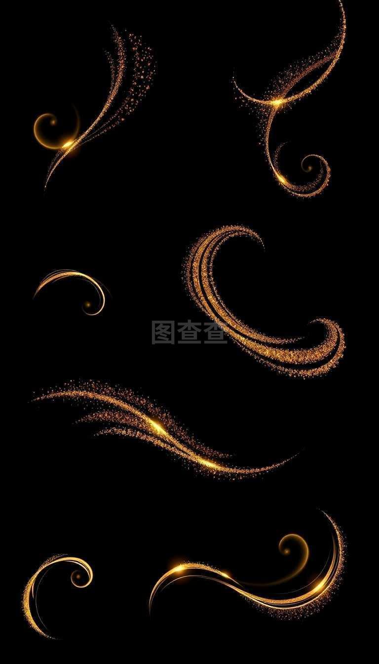 金色漩涡 黑暗中的璀璨设计元素，开启视觉盛宴
